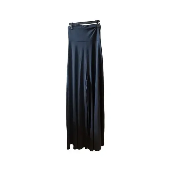 NWT SUSANA MONACO Black Strapless Tube Top Flare Wide Leg Pant Jumpsuit S